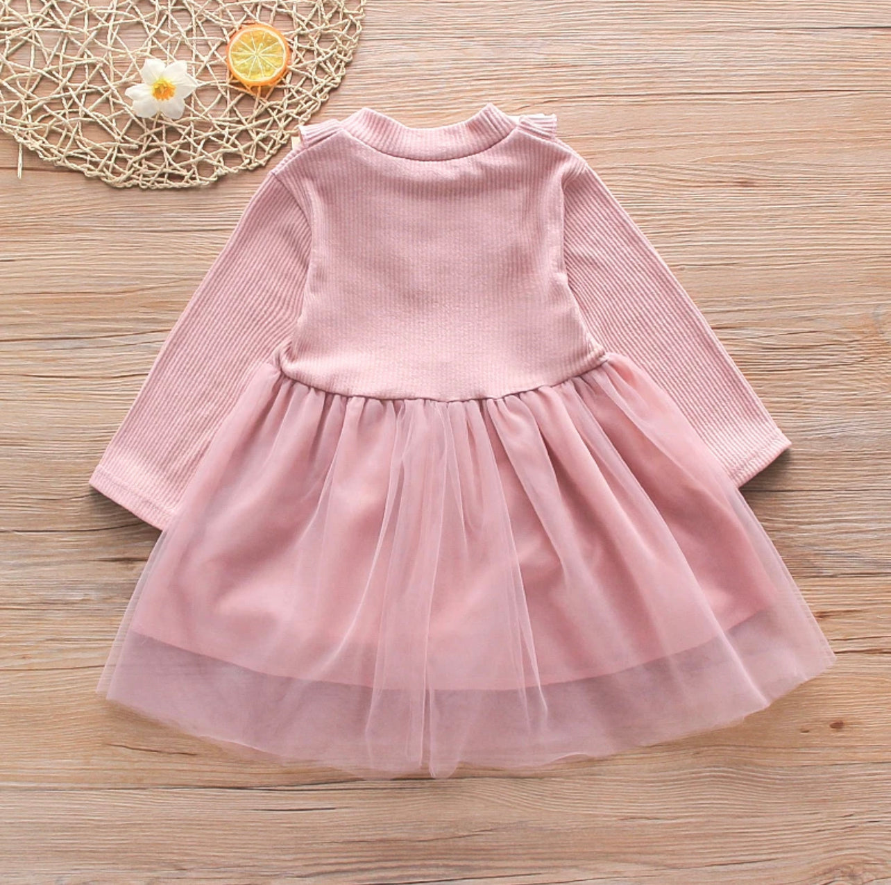 Makeup Pink Tulle Dress with Ruffle Neck (3T ONLY)