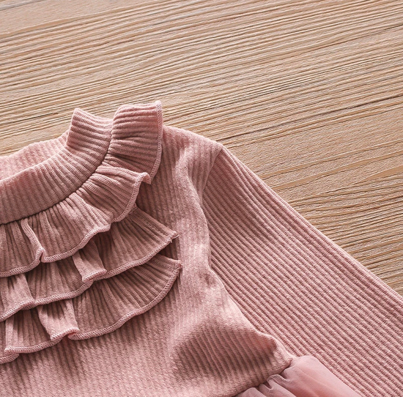 Makeup Pink Tulle Dress with Ruffle Neck (3T ONLY)