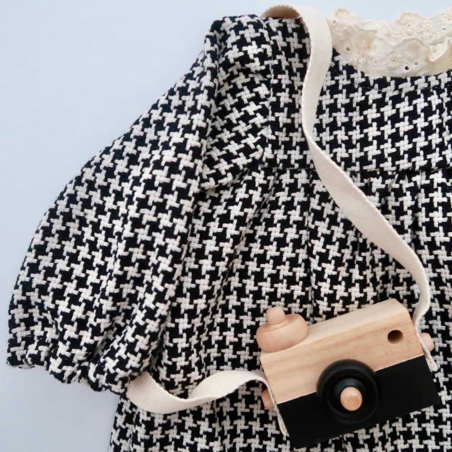 Black & Cream Gingham Lace Trim Dress (6-12m ONLY)