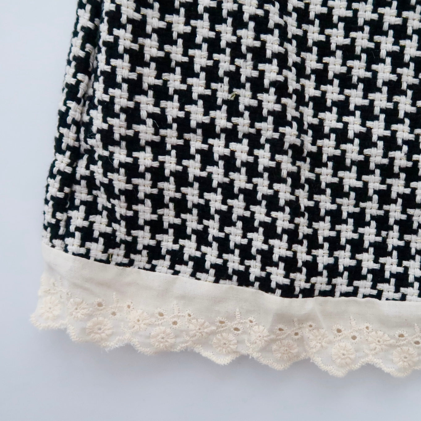 Black & Cream Gingham Lace Trim Dress (6-12m ONLY)