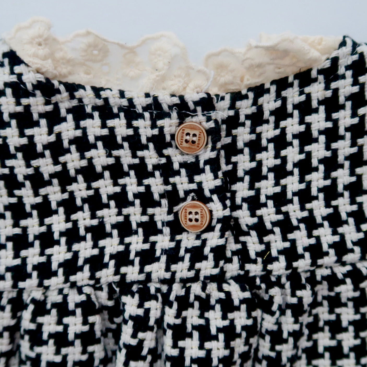 Black & Cream Gingham Lace Trim Dress (6-12m ONLY)