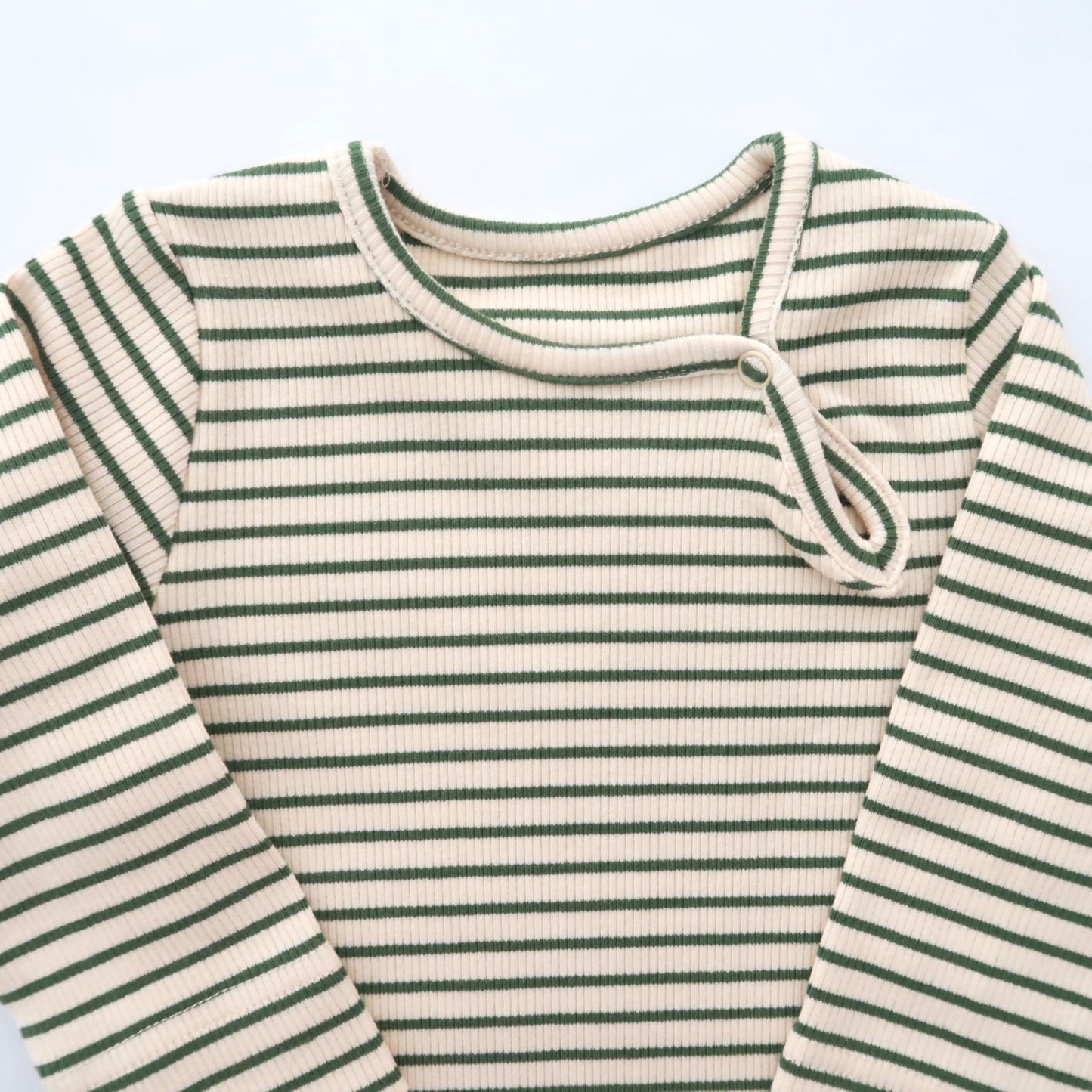 Cream & Green Striped One Piece