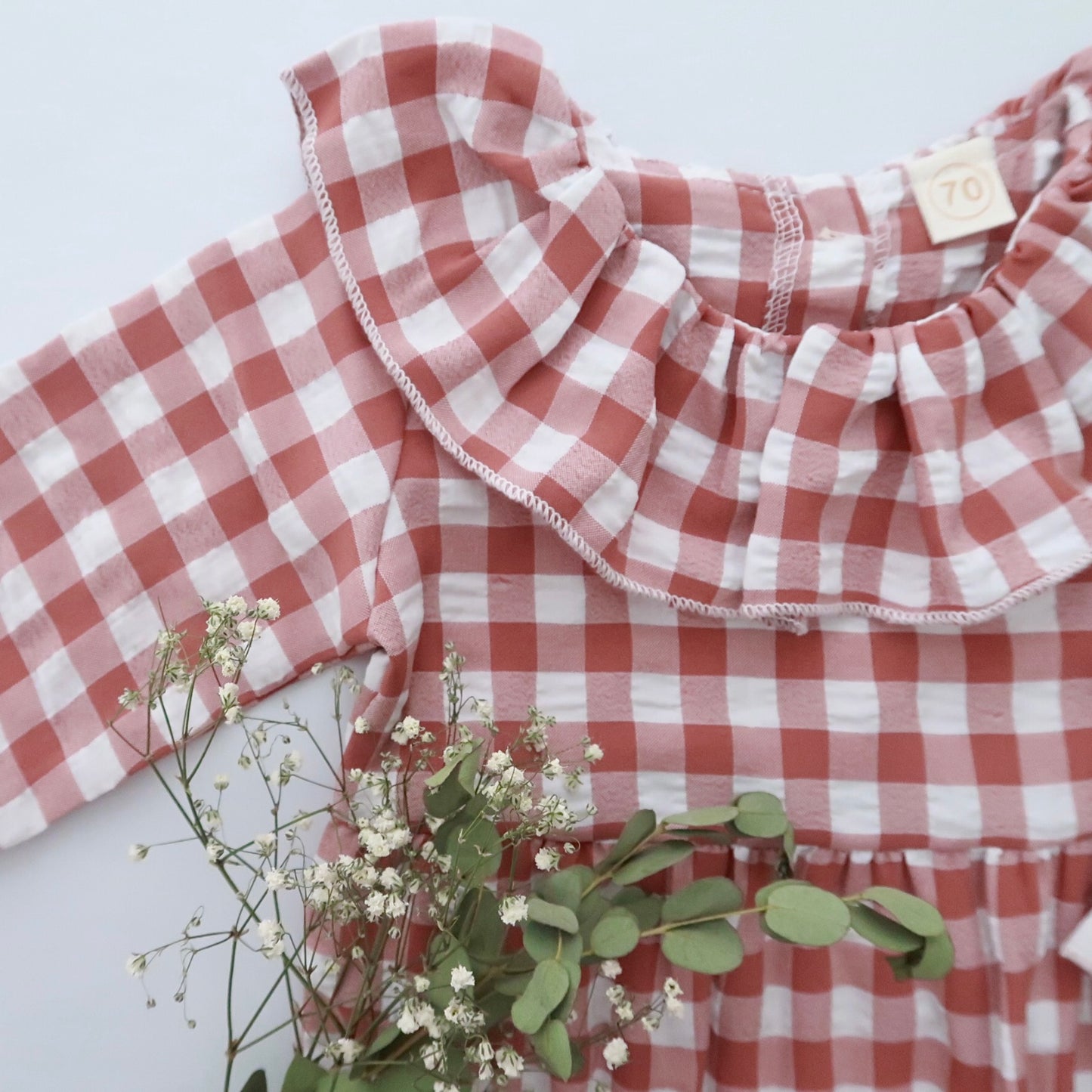 Dusty Pink Checkered Bubble Romper