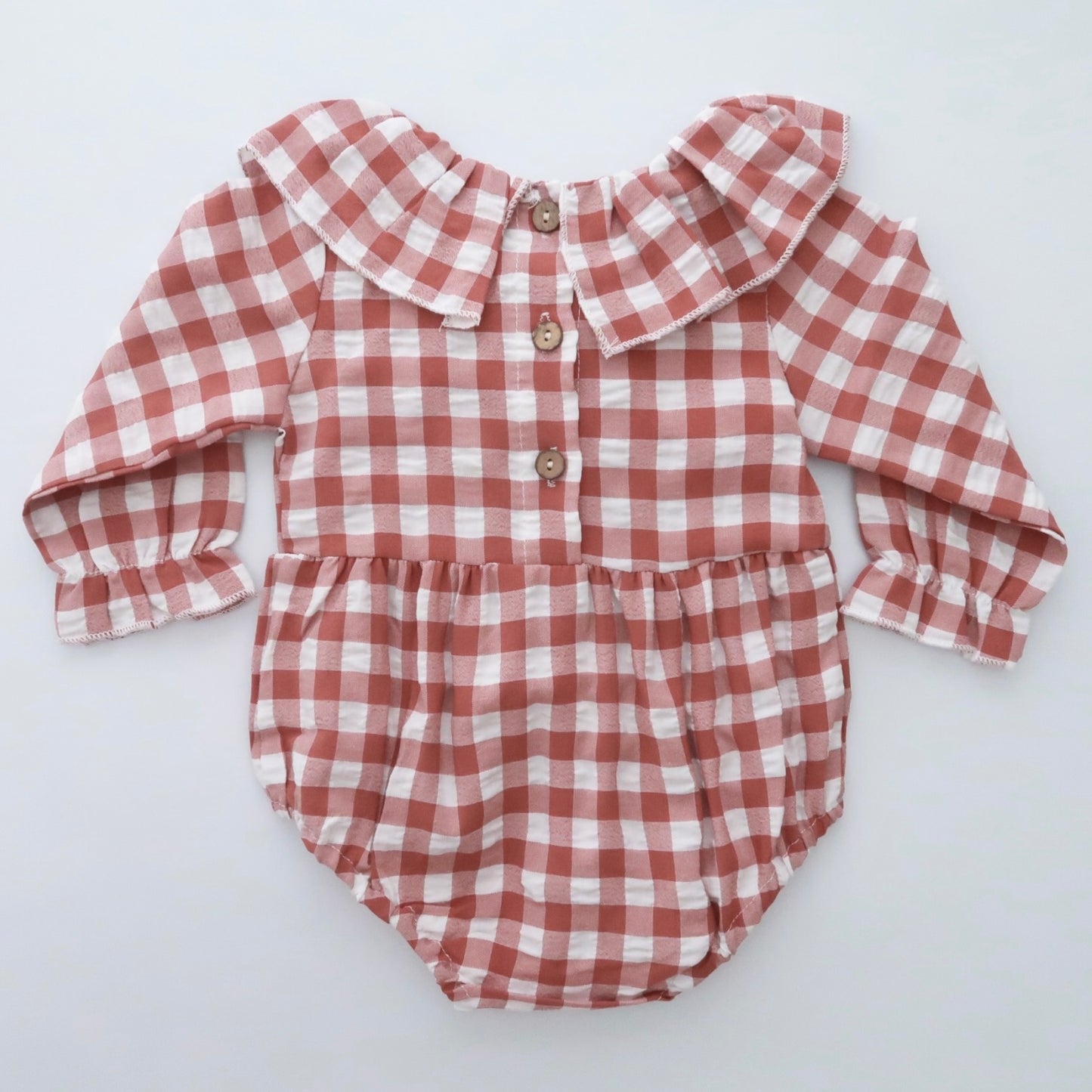 Dusty Pink Checkered Bubble Romper