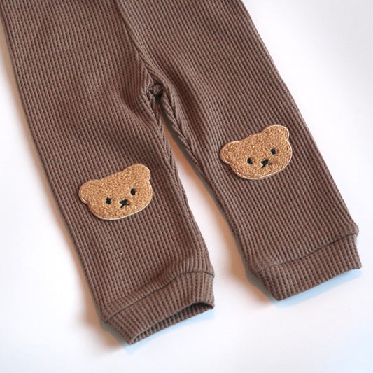 Taupe Waffle Cotton 2-Pc Bear Set (0-6m ONLY)