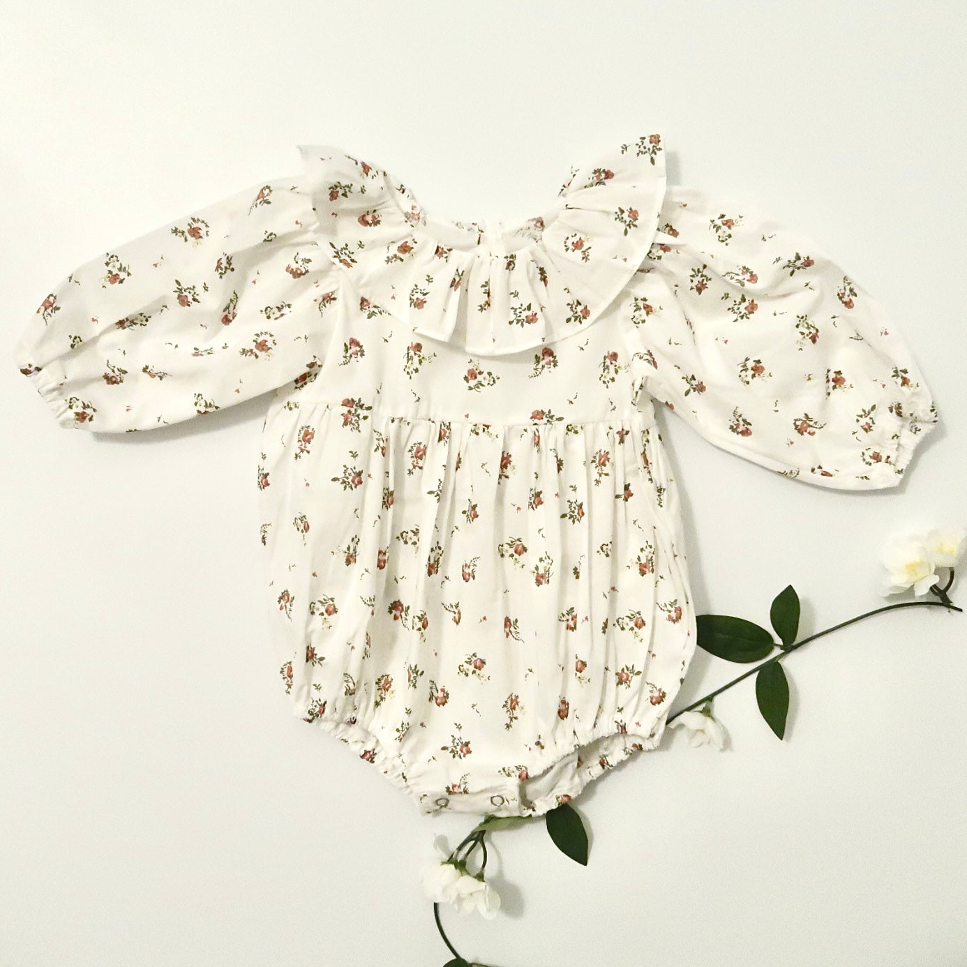 White Floral Bubble Romper