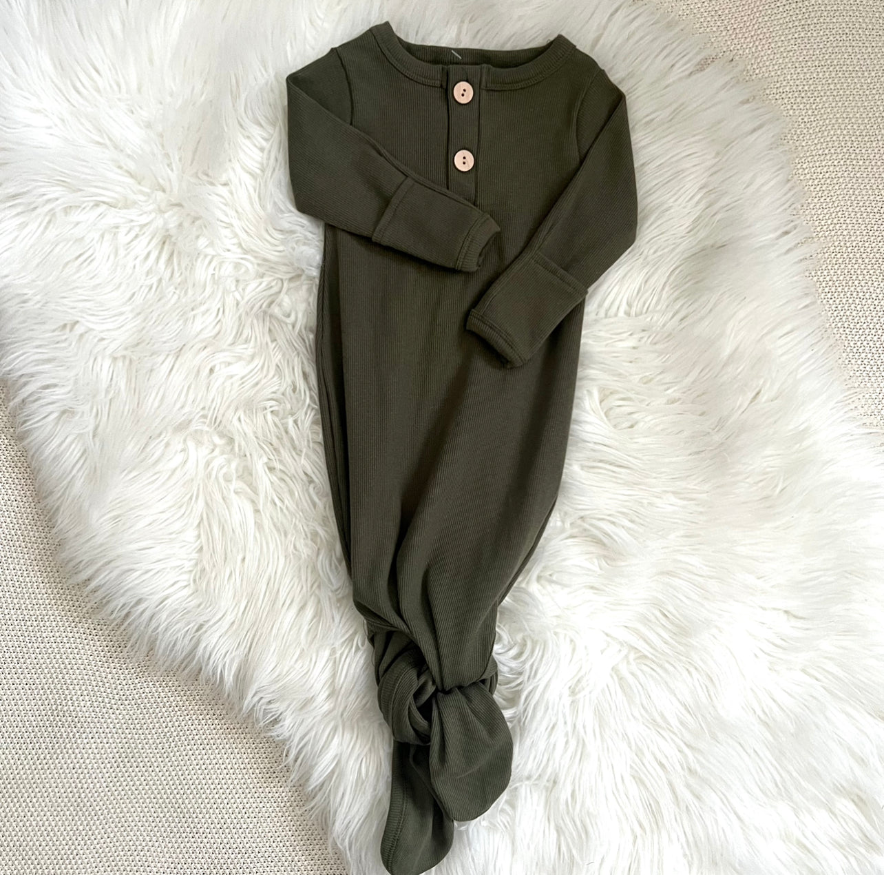 Ribbed Knotted Gown (Kakhi ONLY)