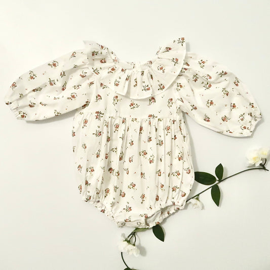 White Floral Bubble Romper
